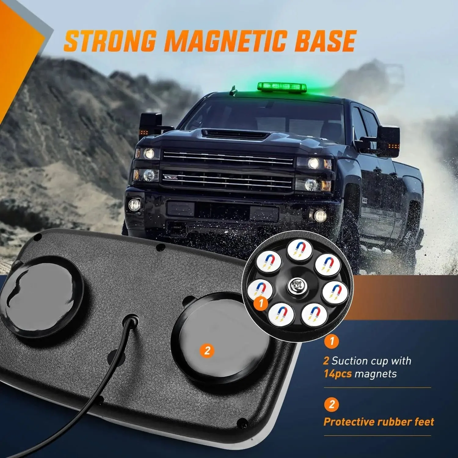 12 Inch 48 Leds Roof Top Green Emergency Strobe Light