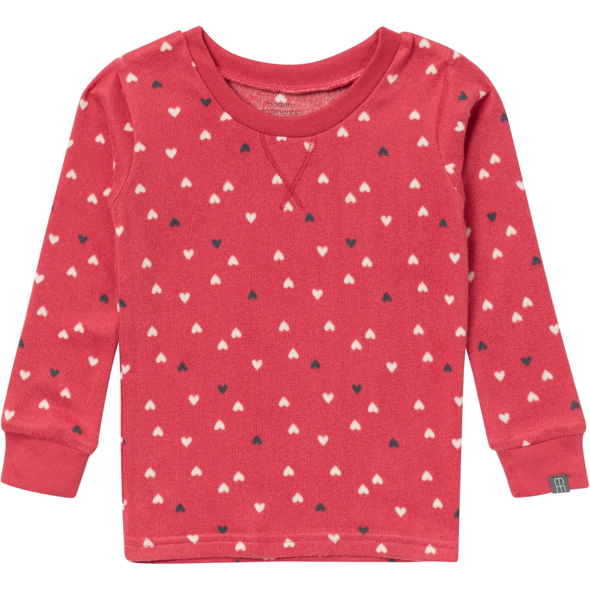 2-Piece Infant and Toddler Neutral Red Hearts Snug Fitting Pajamas
