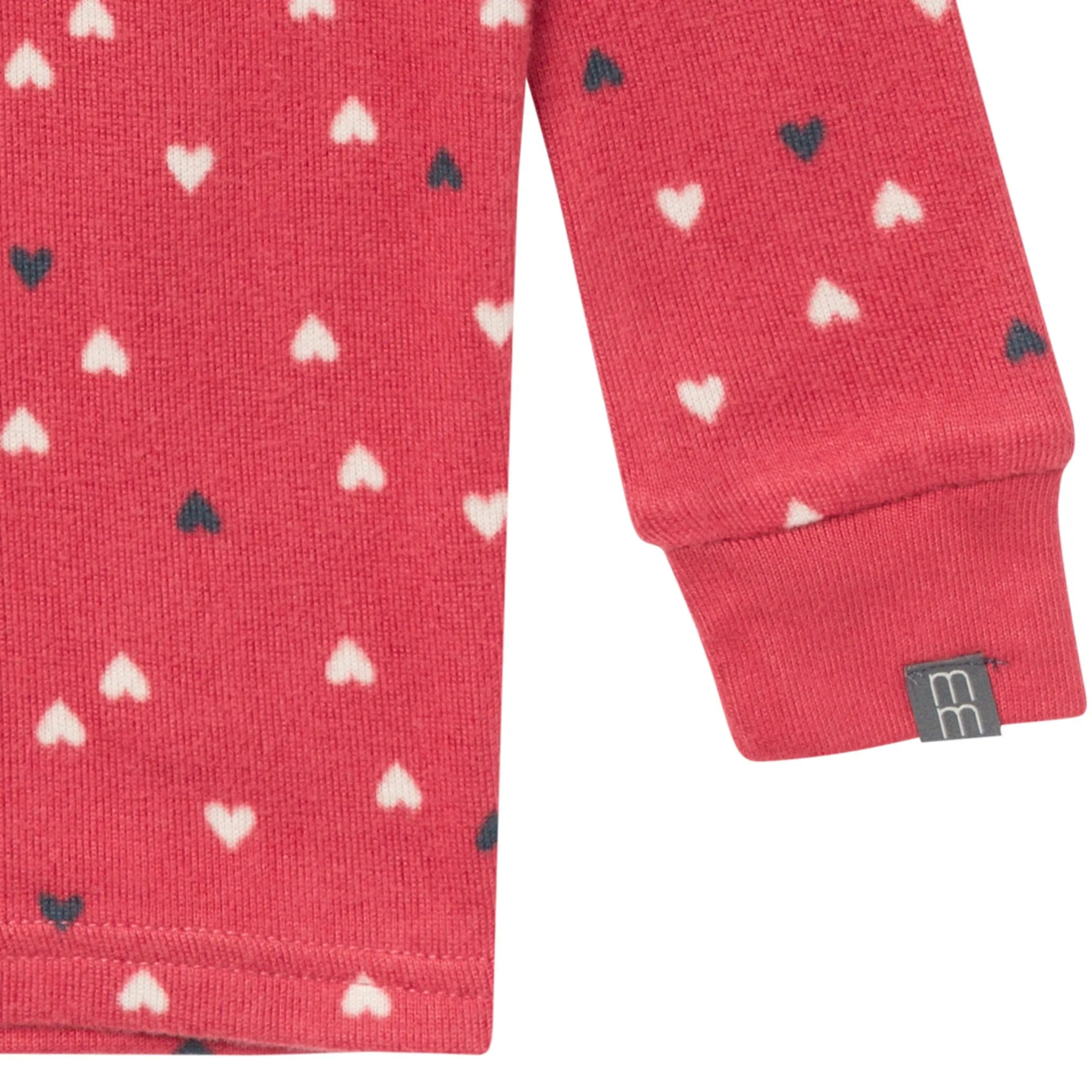 2-Piece Infant and Toddler Neutral Red Hearts Snug Fitting Pajamas