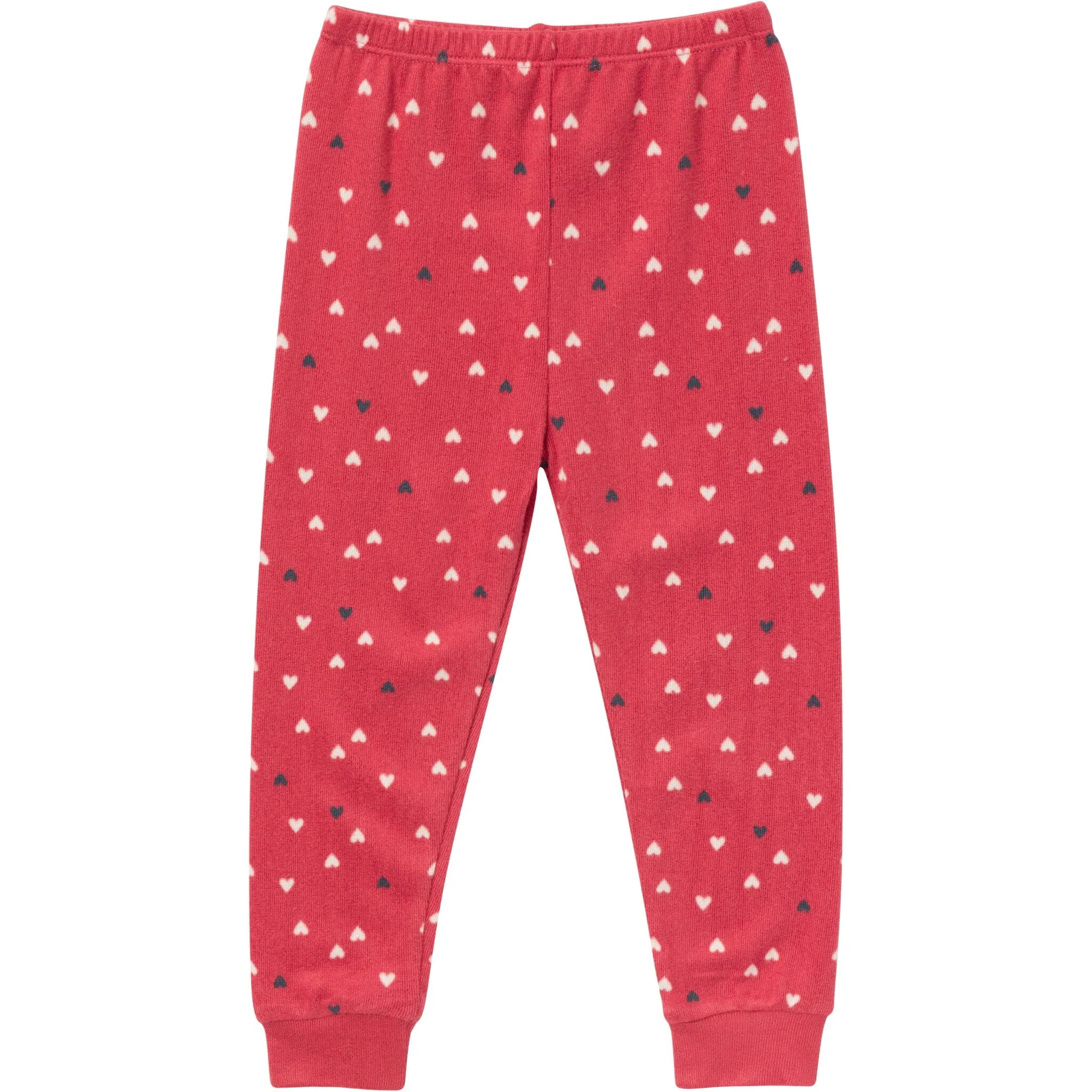 2-Piece Infant and Toddler Neutral Red Hearts Snug Fitting Pajamas