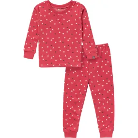 2-Piece Infant and Toddler Neutral Red Hearts Snug Fitting Pajamas