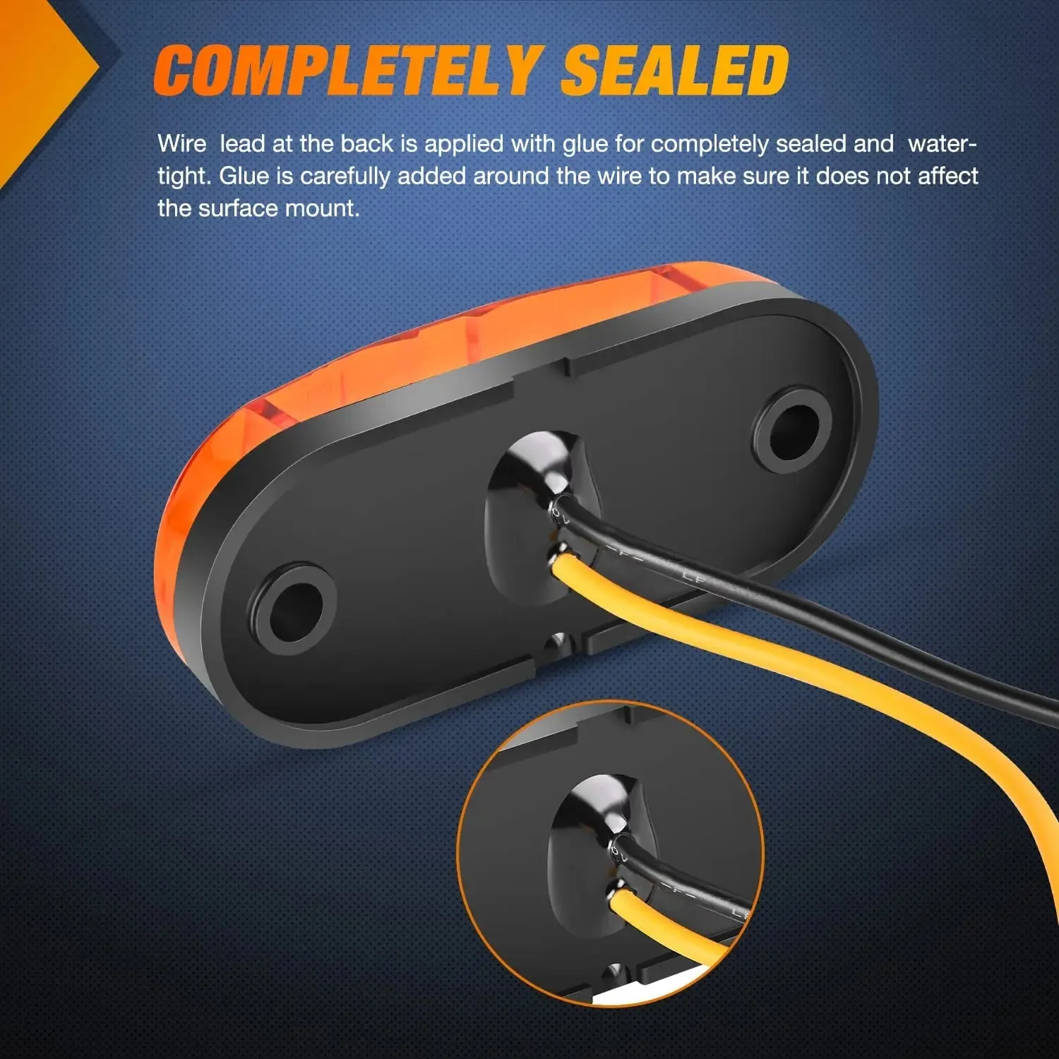 2.5 Inch Oval Amber Side Marker Light (10 Pcs)