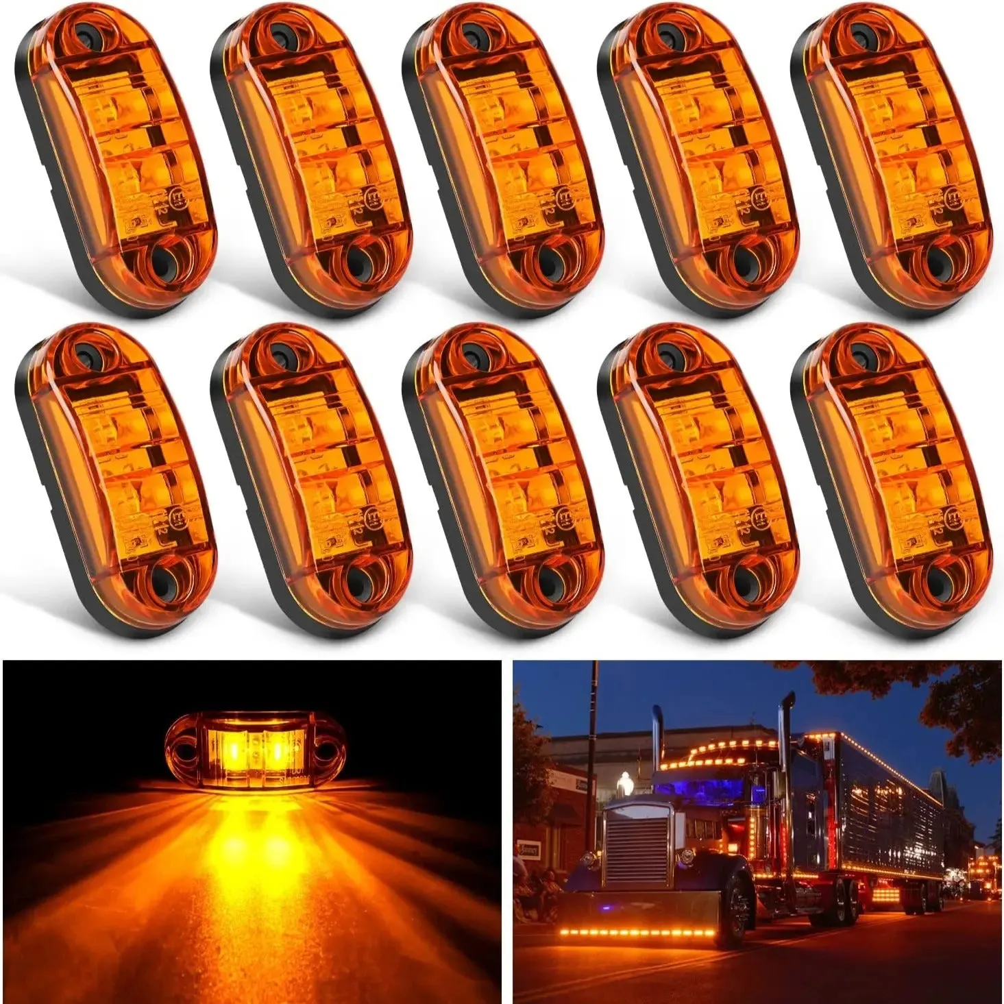 2.5 Inch Oval Amber Side Marker Light (10 Pcs)
