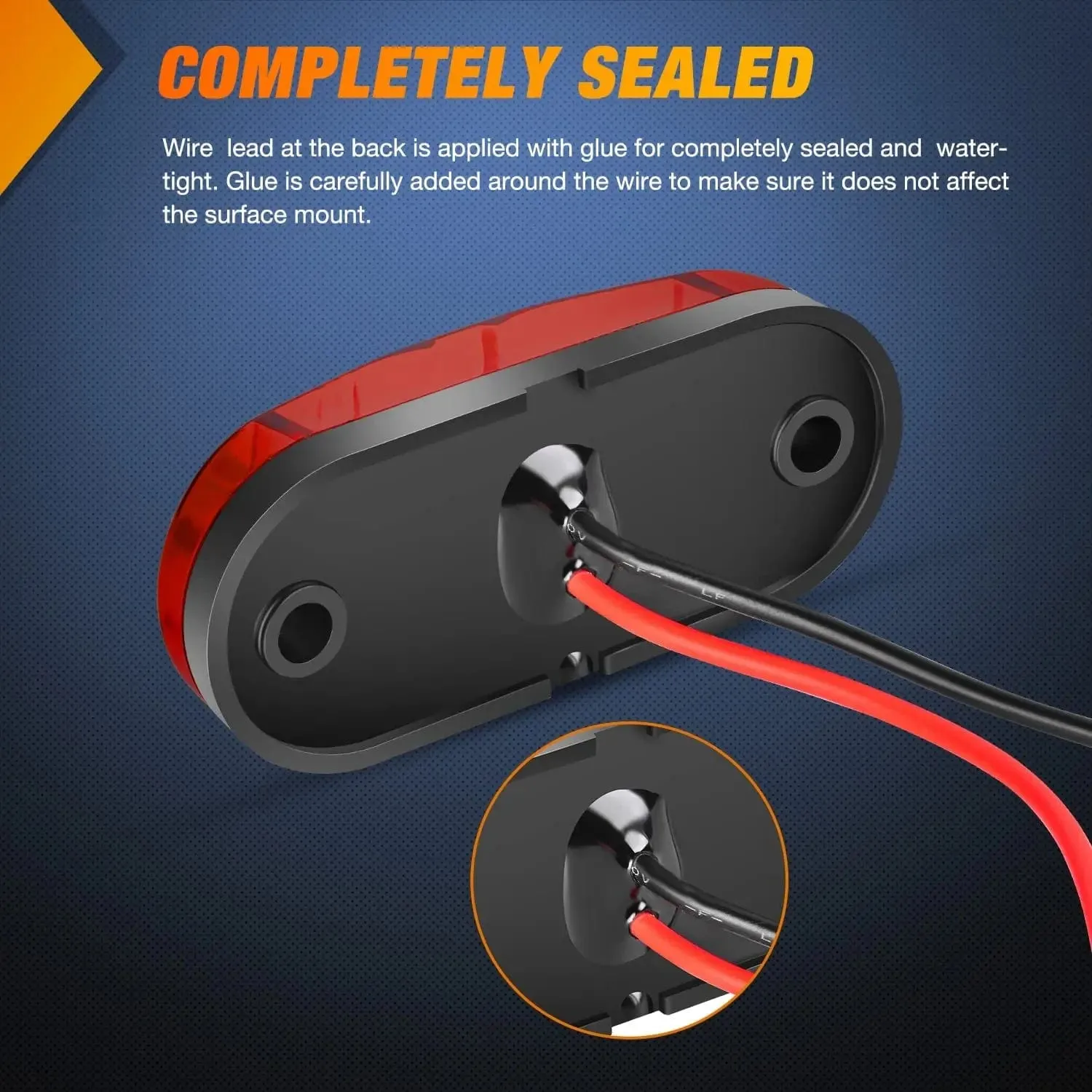 2.5 Inch Oval Red Side Marker Light (10 Pcs)