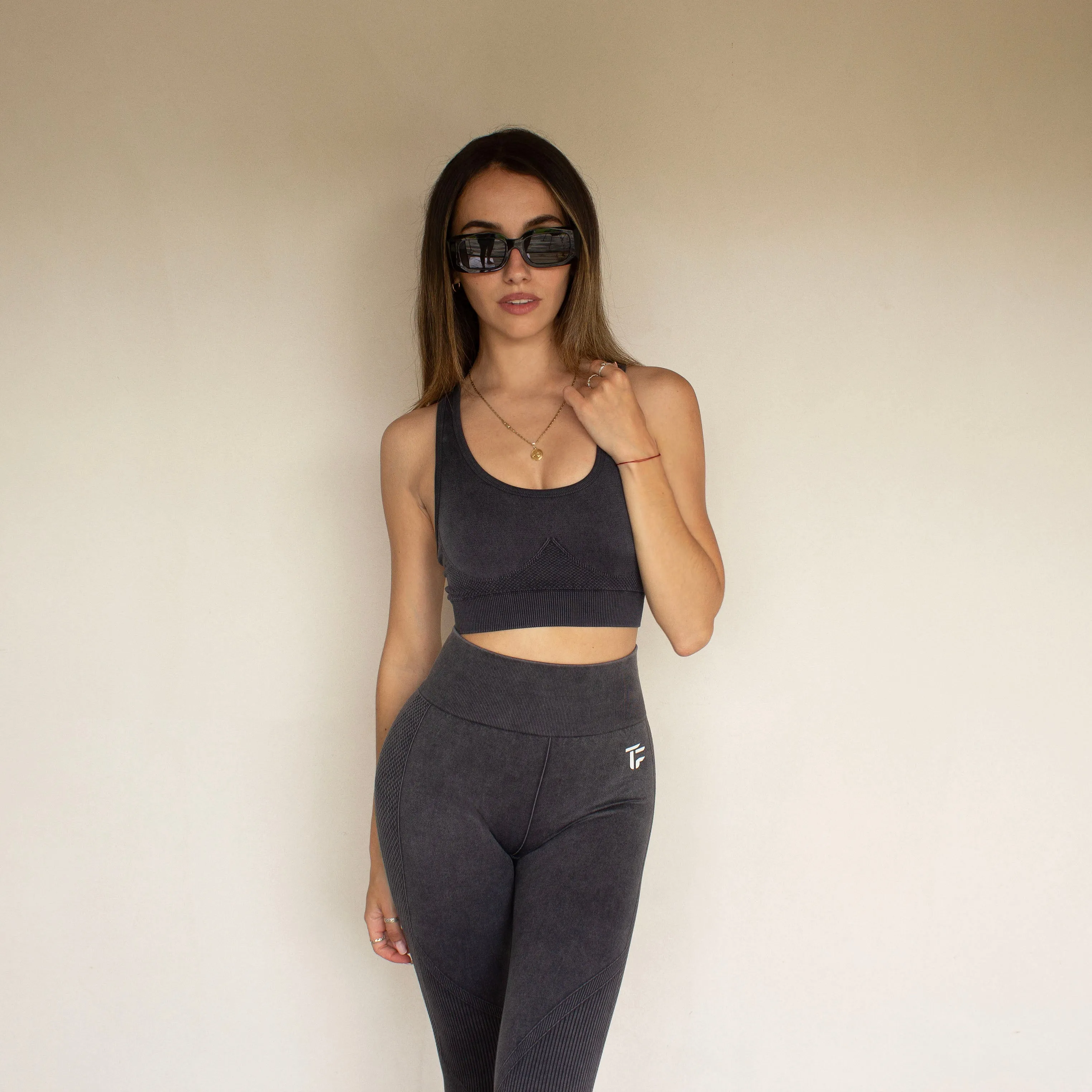 304 Womens TOF Essentials Seamless Leggings Acid Wash