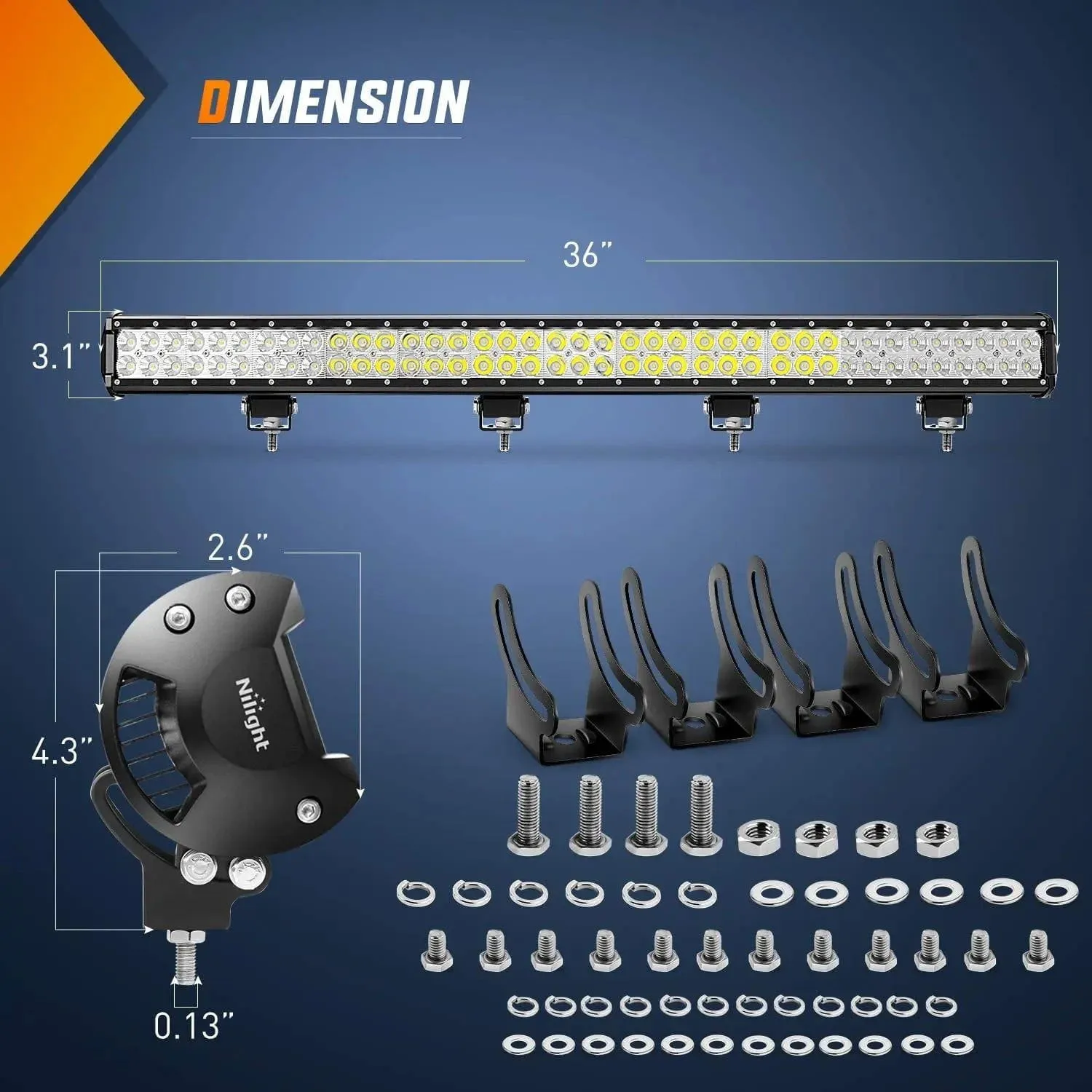 36 Inch 234W Double Row Spot Flood LED Light Bar