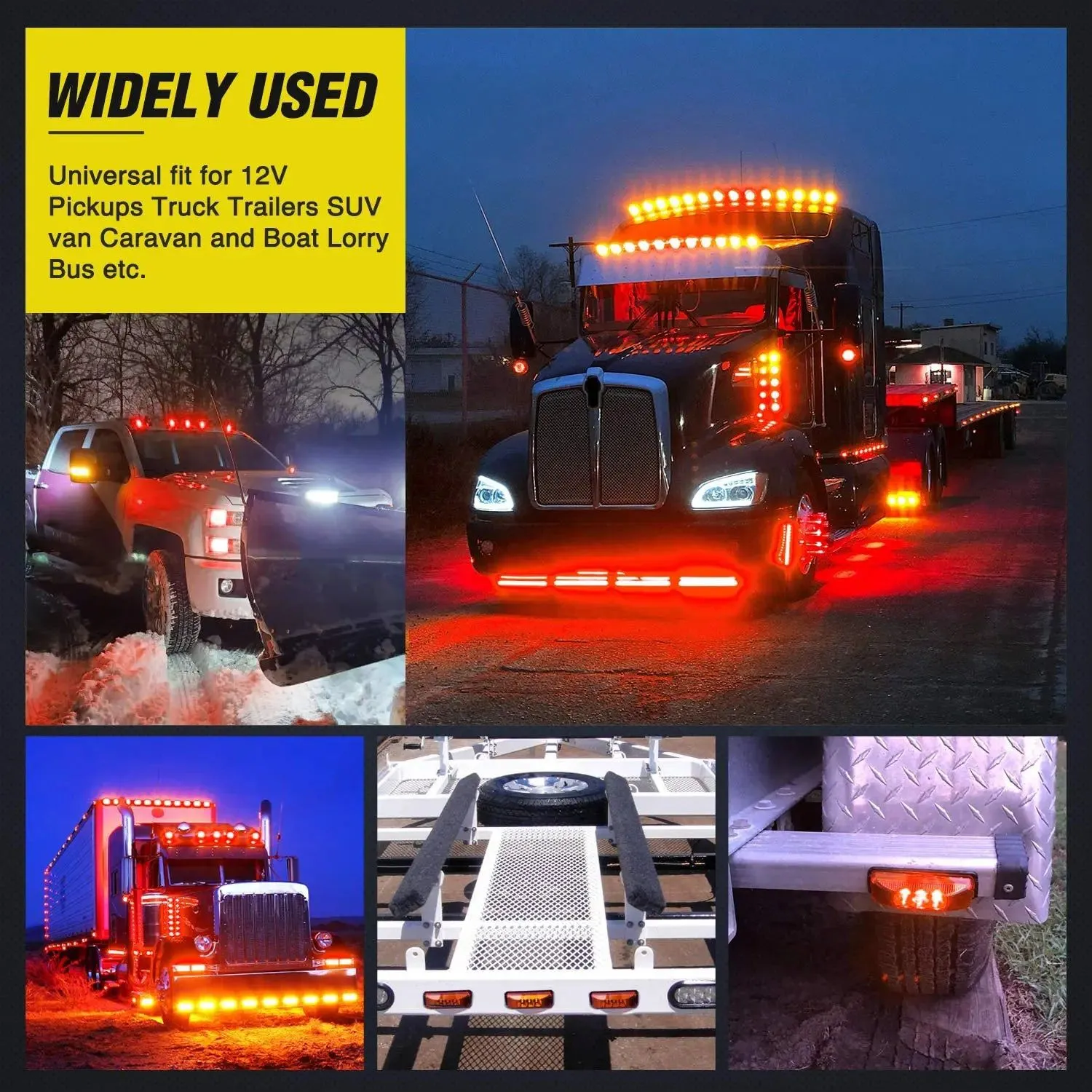 3.9 Inch Amber Red LED Fender/Side Marker Light (2 Pairs)