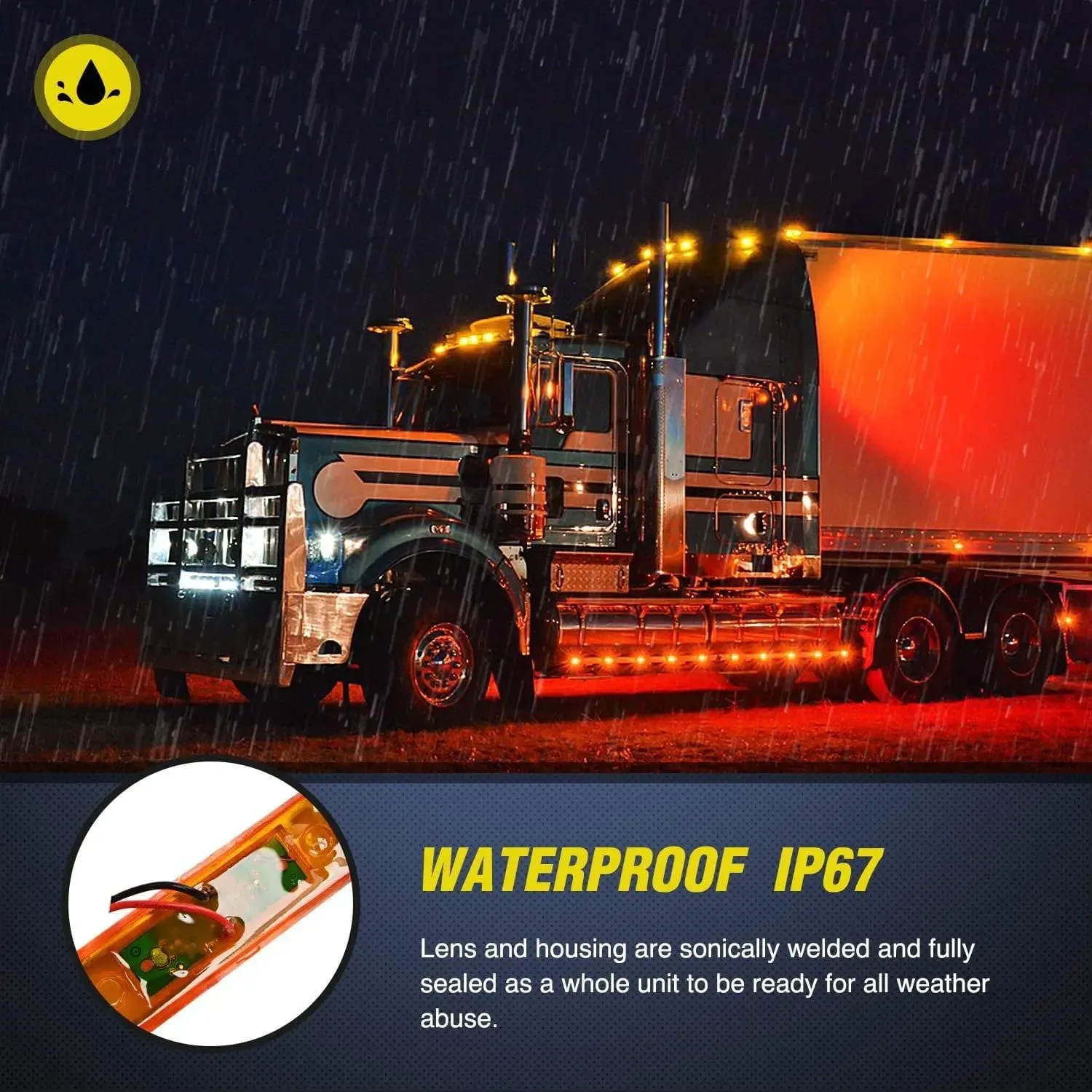 3.9 Inch Amber Red LED Fender/Side Marker Light (2 Pairs)