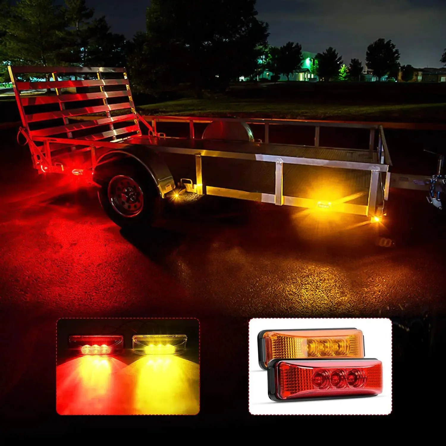 3.9 Inch Amber Red LED Fender/Side Marker Light (2 Pairs)