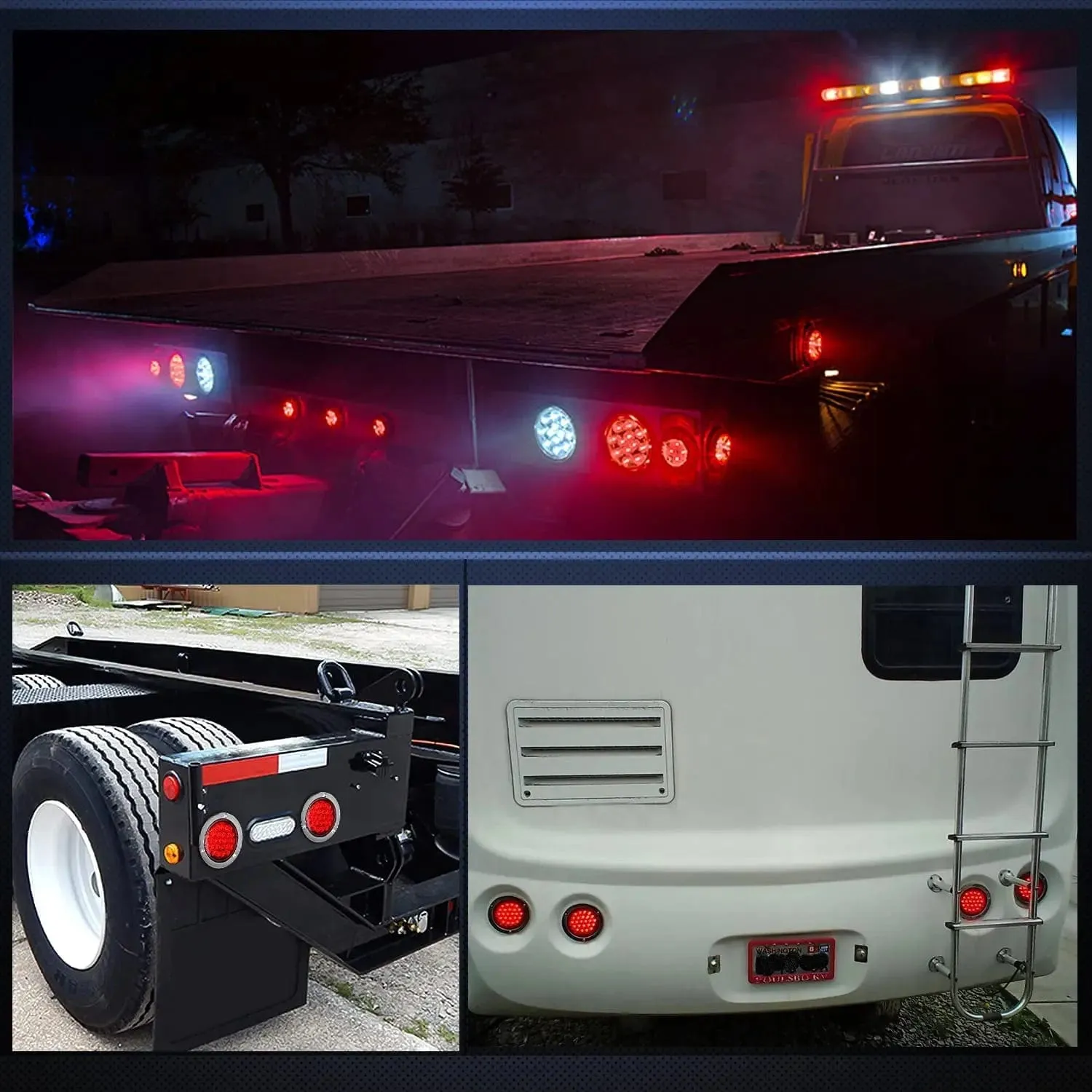 4 Inch Red Round Steel Chrome 24Leds Tail Light (Pair)