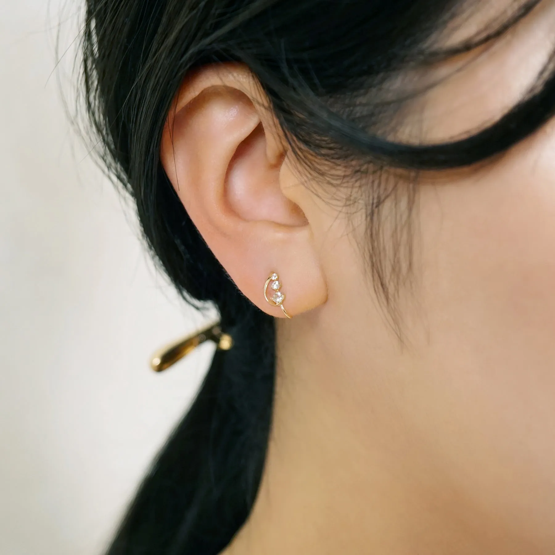 [Airy Clip-On Earrings] 10K Drop Earrings (Yellow Gold)