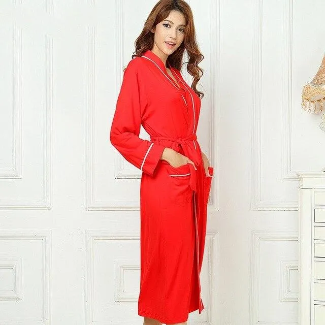 Bamboo Fiber Men Bathrobe Stain Robe Man's Sleepwear Soft Nightgown for Male Pajamas Gown Lounge Wear Nature Bamboo Summer