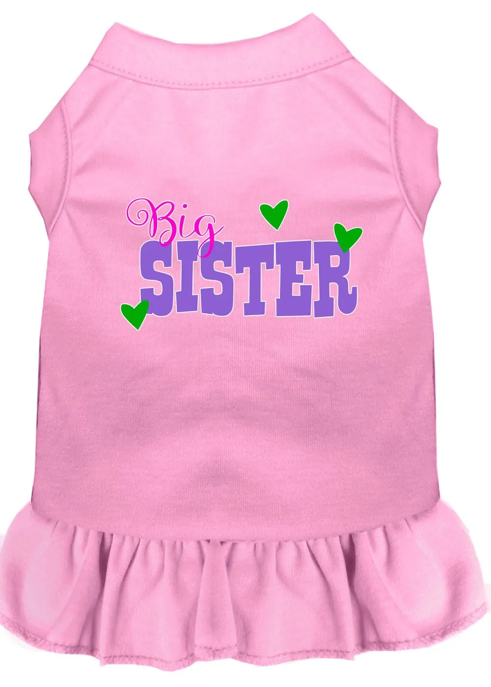 Big Sister Screen Print Dog Dress Light Pink Xl