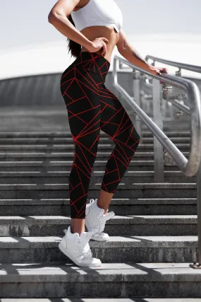 Black High Waist Geometry Capris