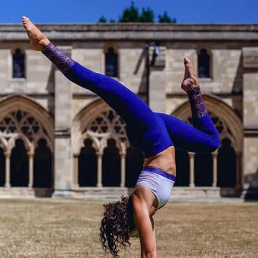 Blue Adorned Ankle Leggings