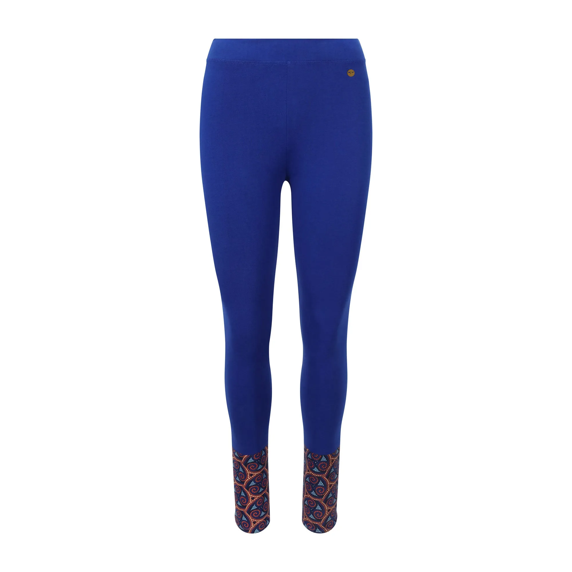 Blue Adorned Ankle Leggings
