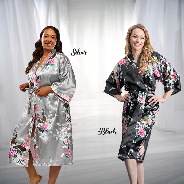 Bridesmaid Robe Set of 6, Floral, Womens Sizes 2-18, Mid Length