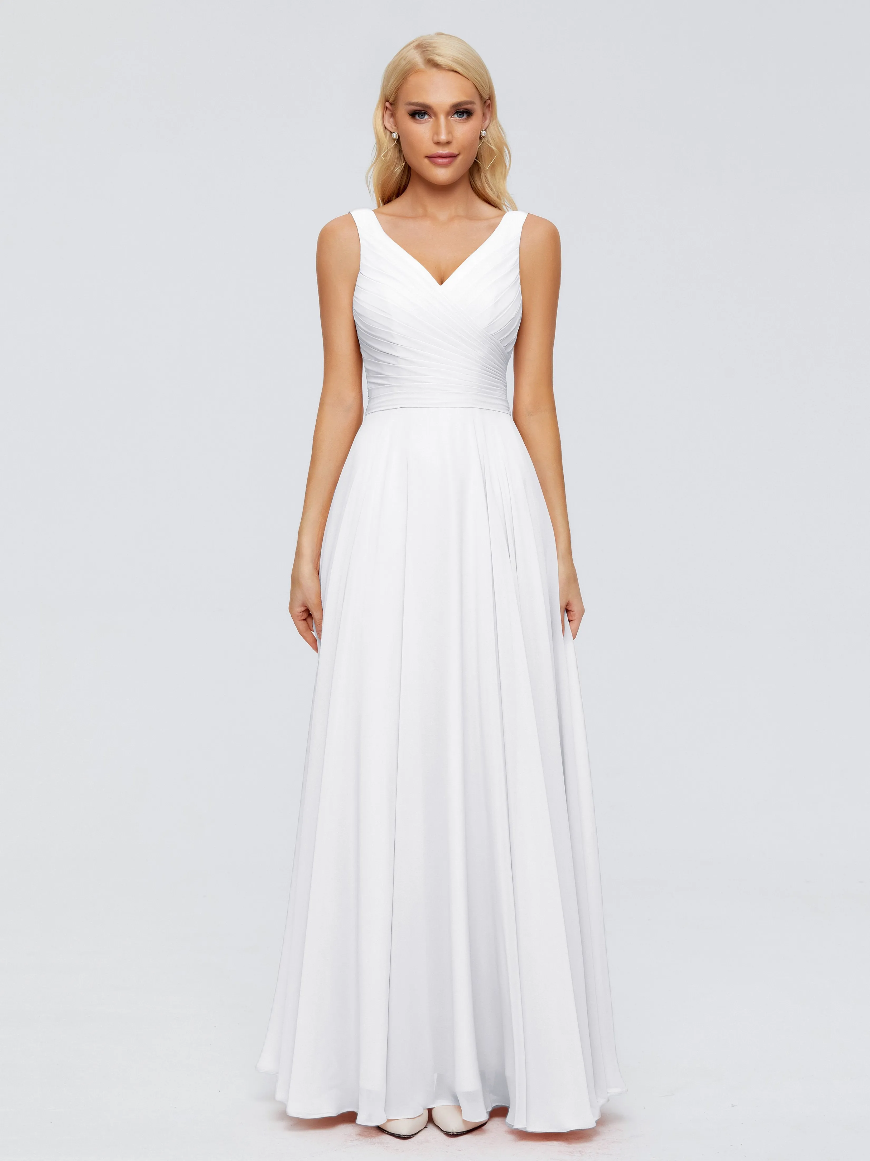 Bridesmaid White Dresses Ryleigh Flowy Chiffon Bridesmaid Dresses With Bow