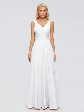Bridesmaid White Dresses Ryleigh Flowy Chiffon Bridesmaid Dresses With Bow