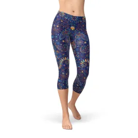 Butterfly Paisley Print Women's Active Capri Leggings for Ultimate Comfort