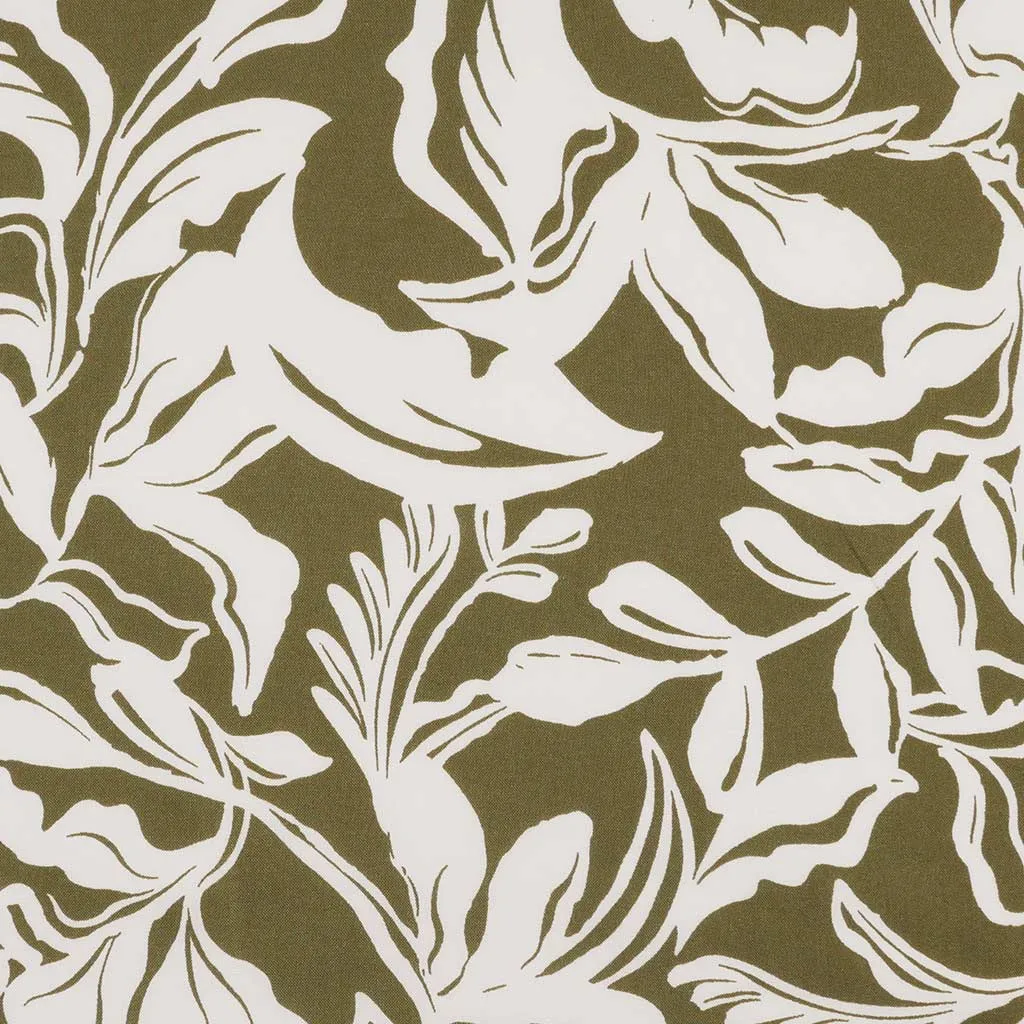 Capri - Dark Moss Green Foliage Viscose Woven Fabric