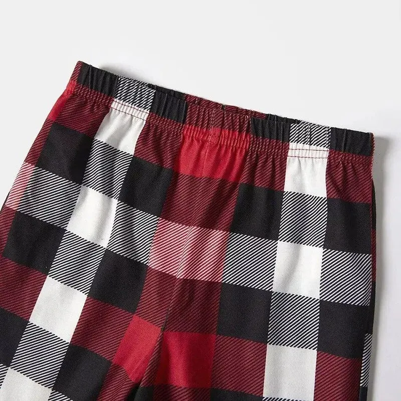 Christmas Matching Family Pajamas Letter Print Black White Plaids Pajamas Set 2023