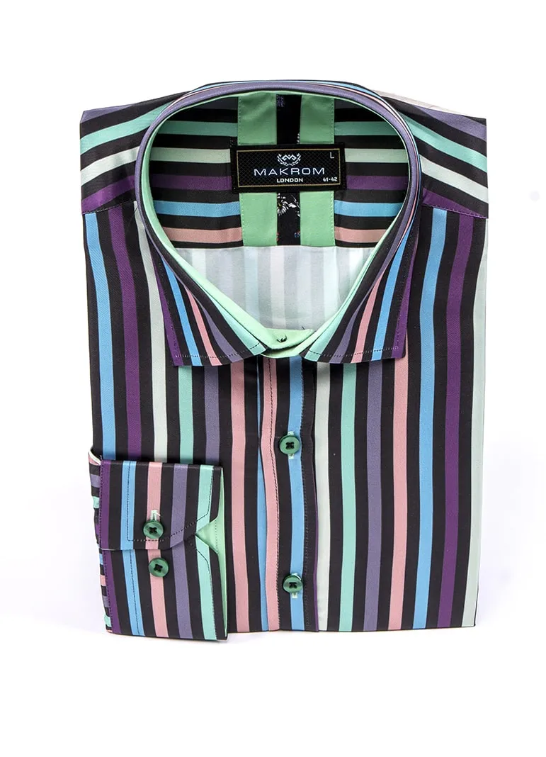 Classic Black Pastel Striped Men's Shirt