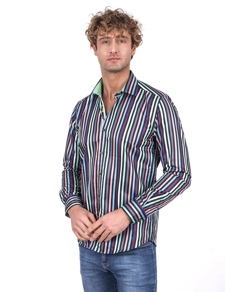 Classic Black Pastel Striped Men's Shirt
