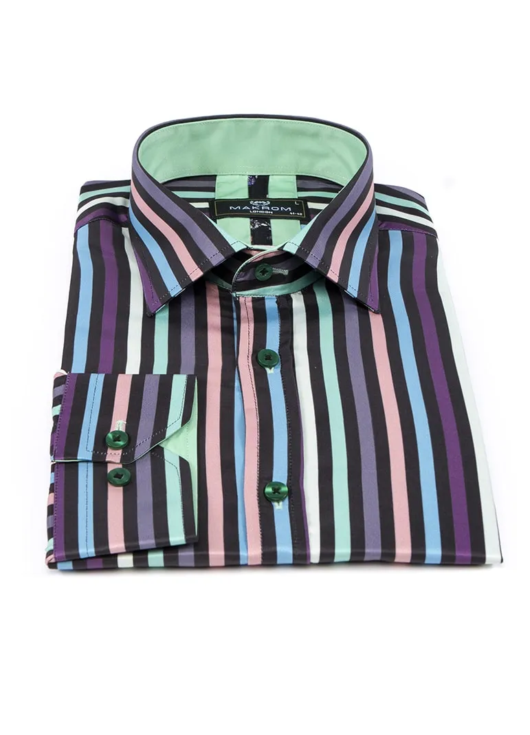 Classic Black Pastel Striped Men's Shirt