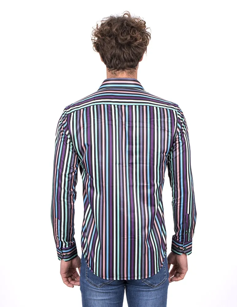 Classic Black Pastel Striped Men's Shirt