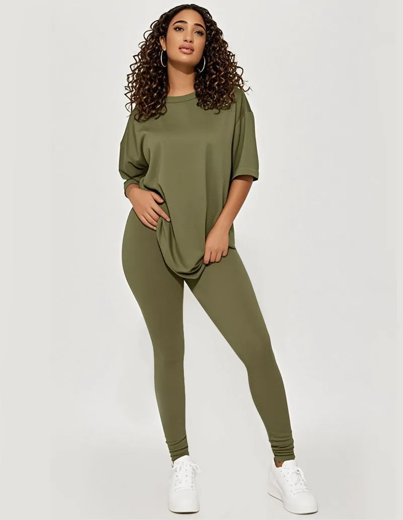 Comfort Stretch T-Shirt Legging Lounge Set
