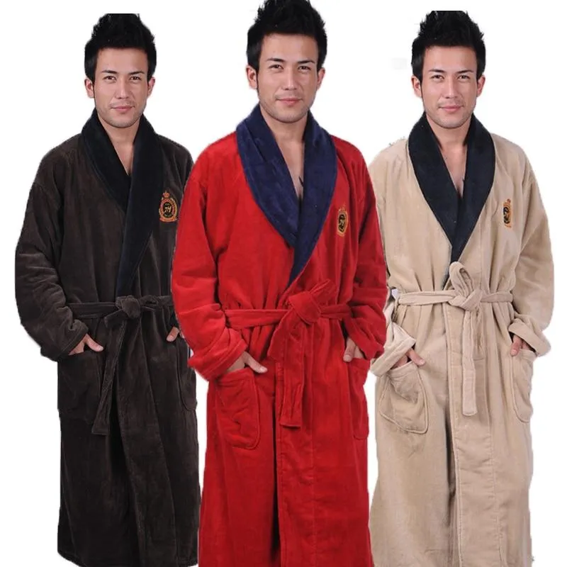 Cotton bathrobe men Winter Long Plus size XXXL Men's Robe terry nightgown thick towel men sleepwear soft long bathrobe autumn