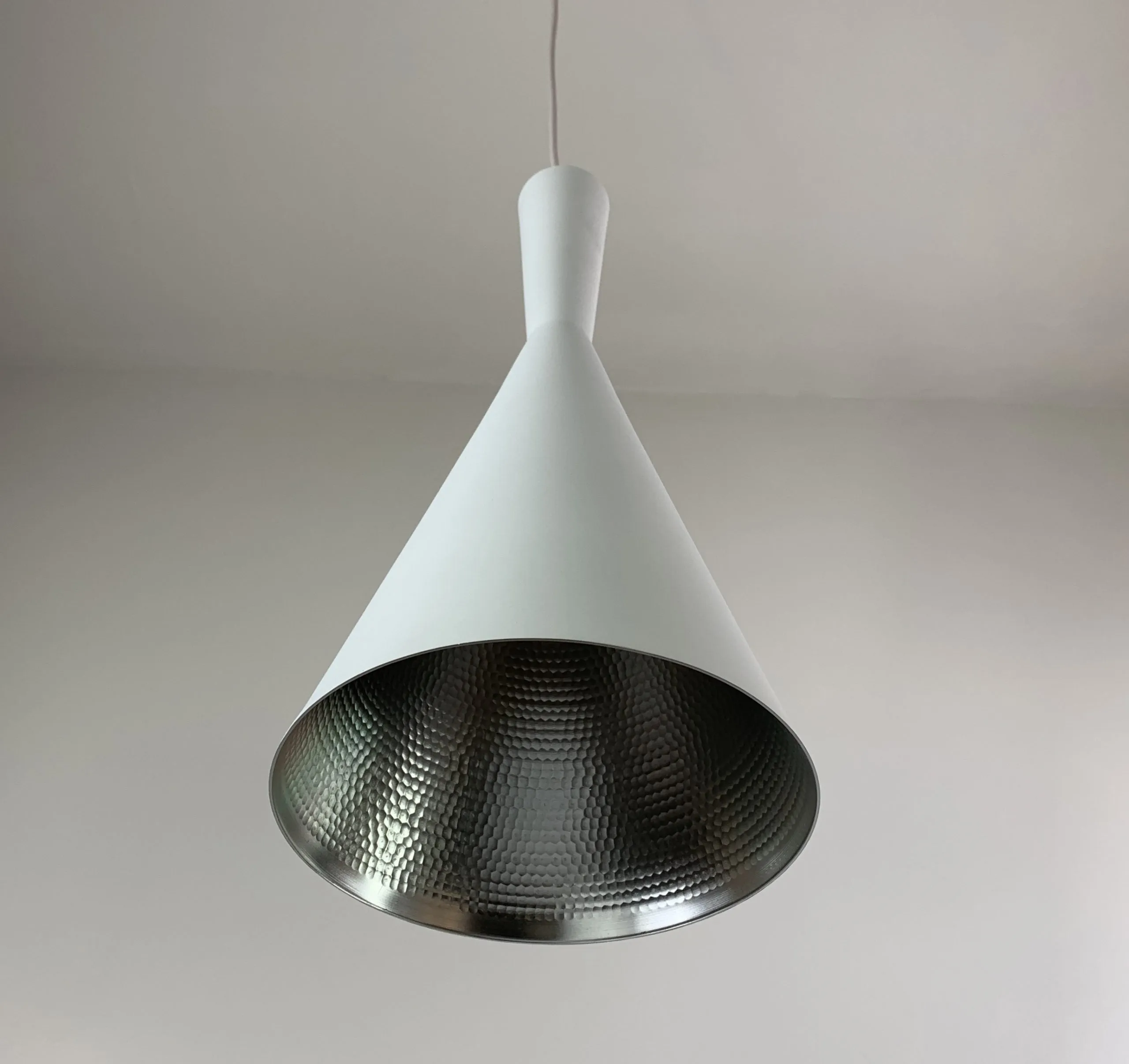 Dainolite Pentant Light, White, Pounded Silver, New!