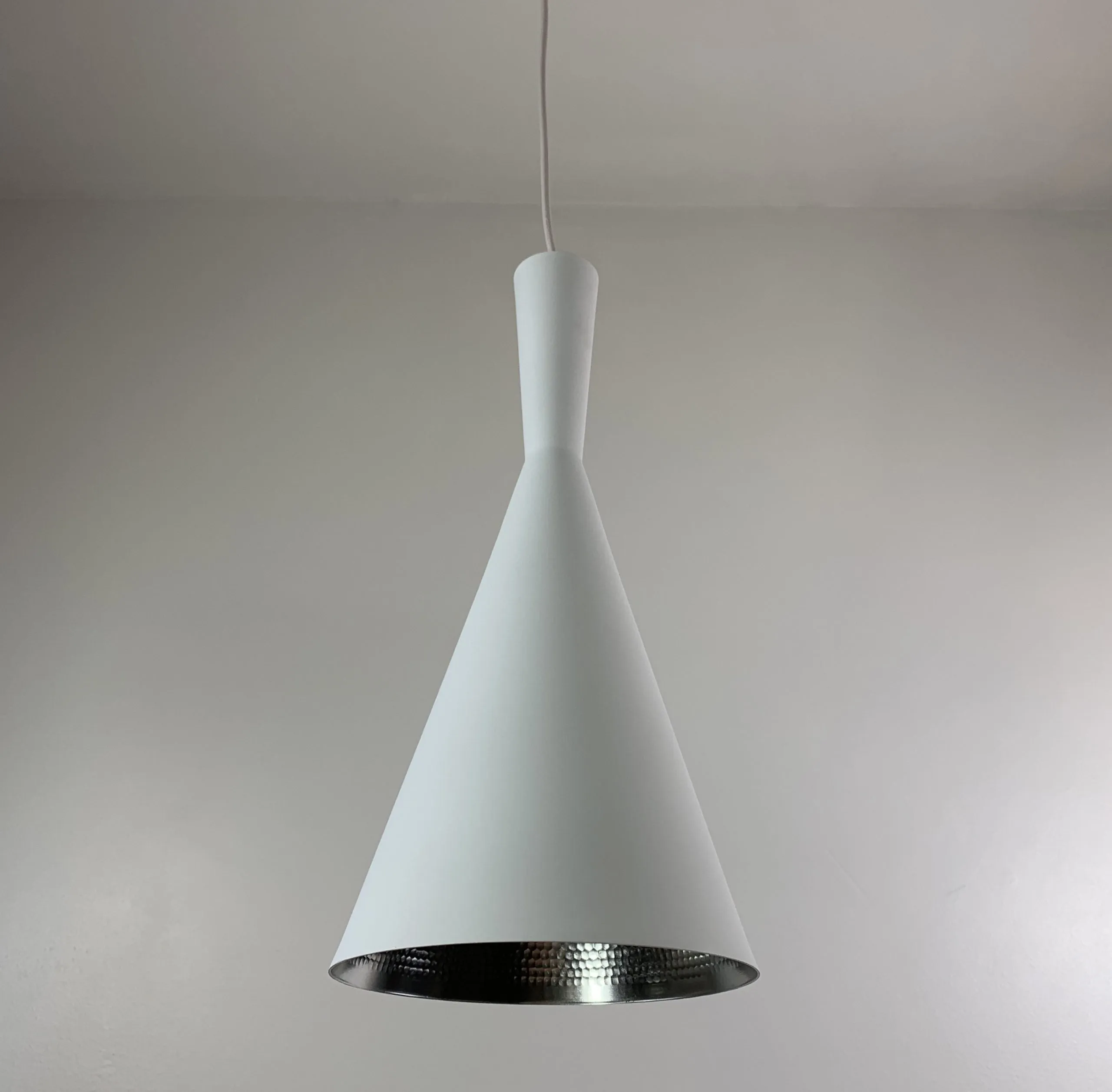 Dainolite Pentant Light, White, Pounded Silver, New!