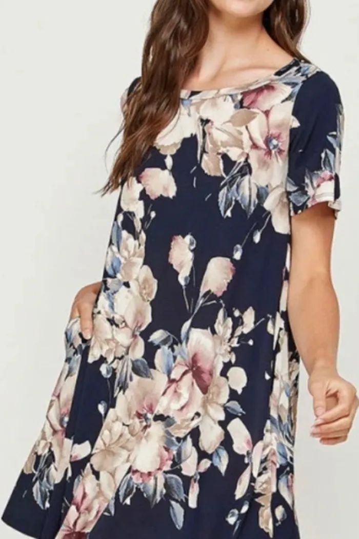 Dark Navy Floral Dress