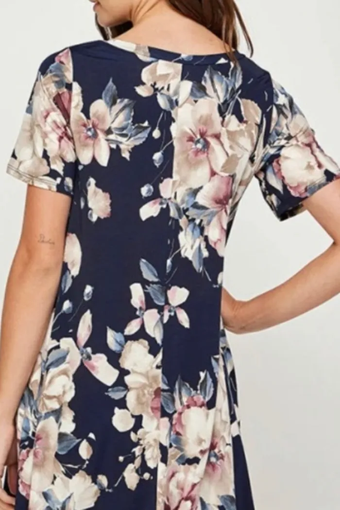 Dark Navy Floral Dress