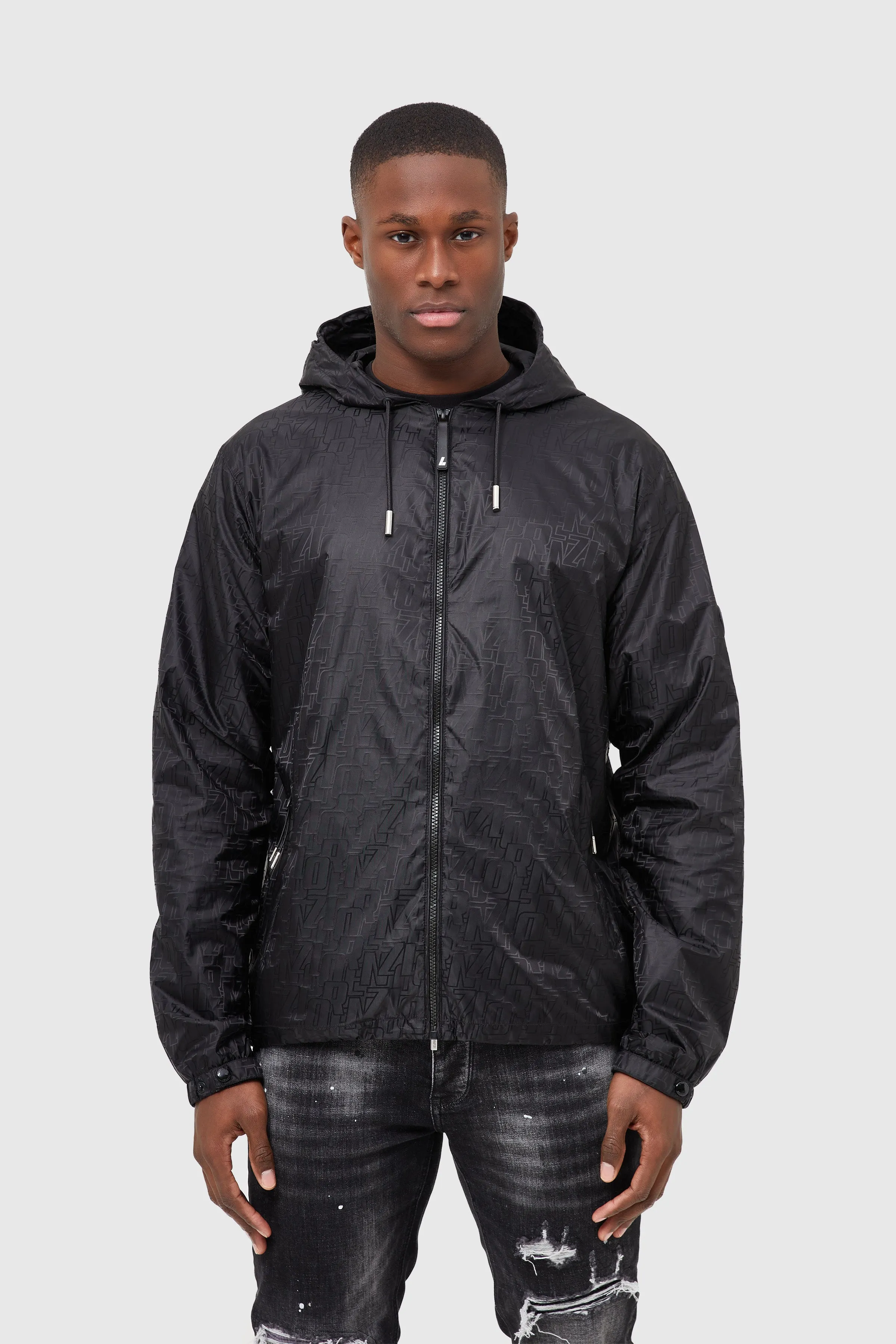 Davos Jacquard Windbreaker - Black