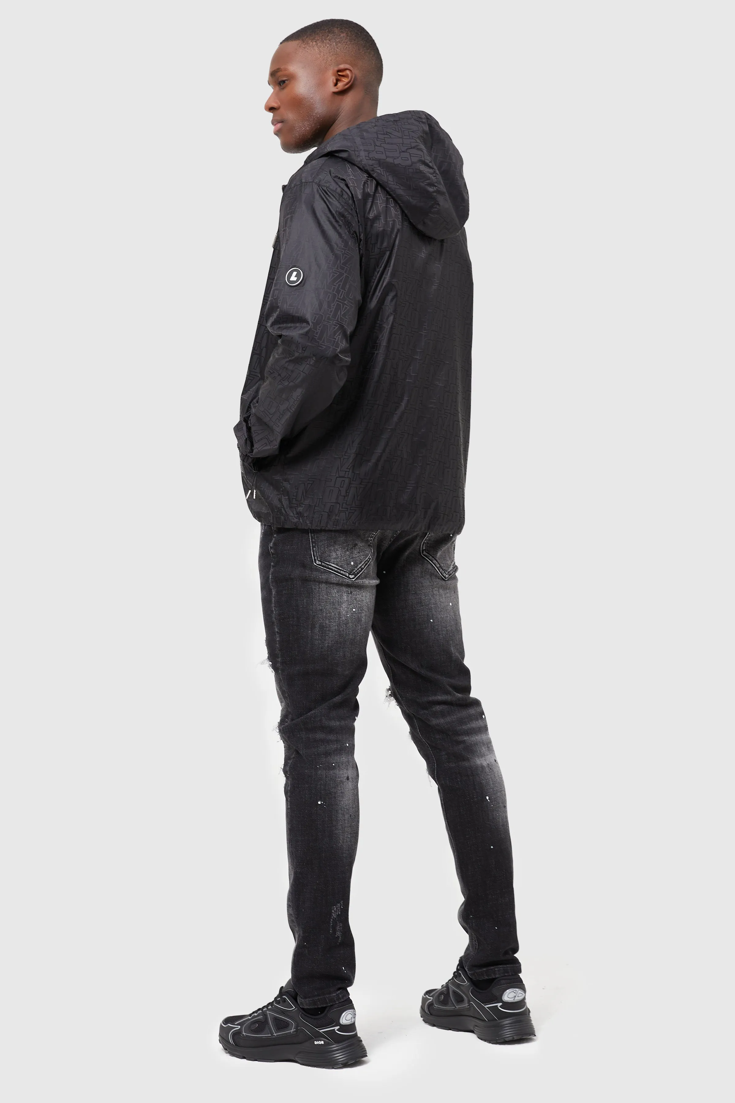 Davos Jacquard Windbreaker - Black