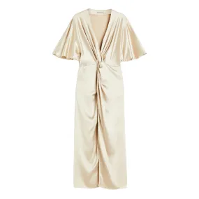 Dress H&M Draped Satin, light beige