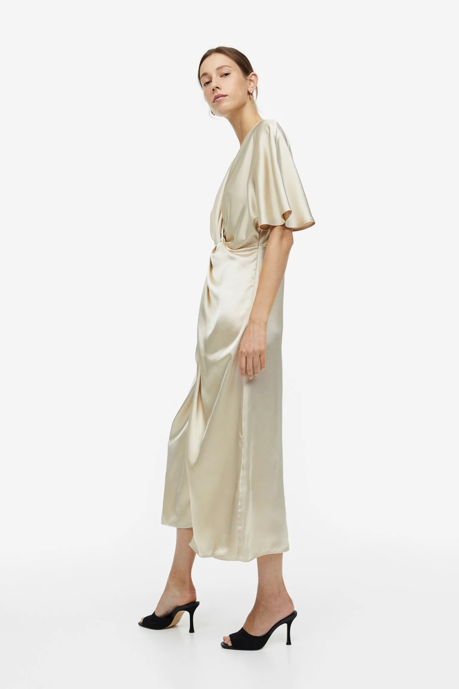 Dress H&M Draped Satin, light beige