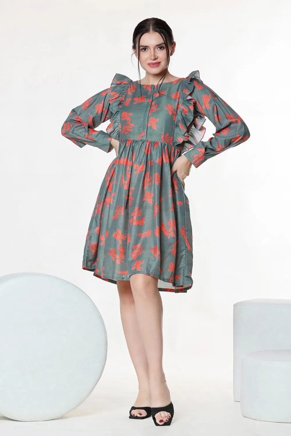 Floral Print Muslin Dress