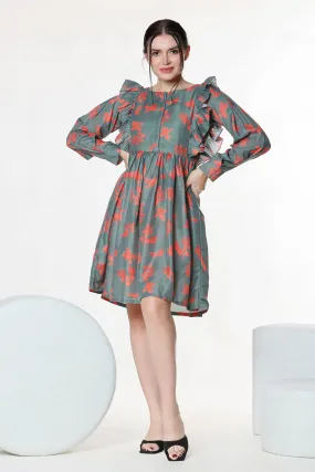 Floral Print Muslin Dress