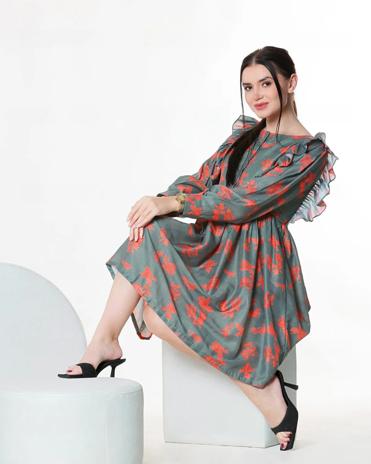 Floral Print Muslin Dress