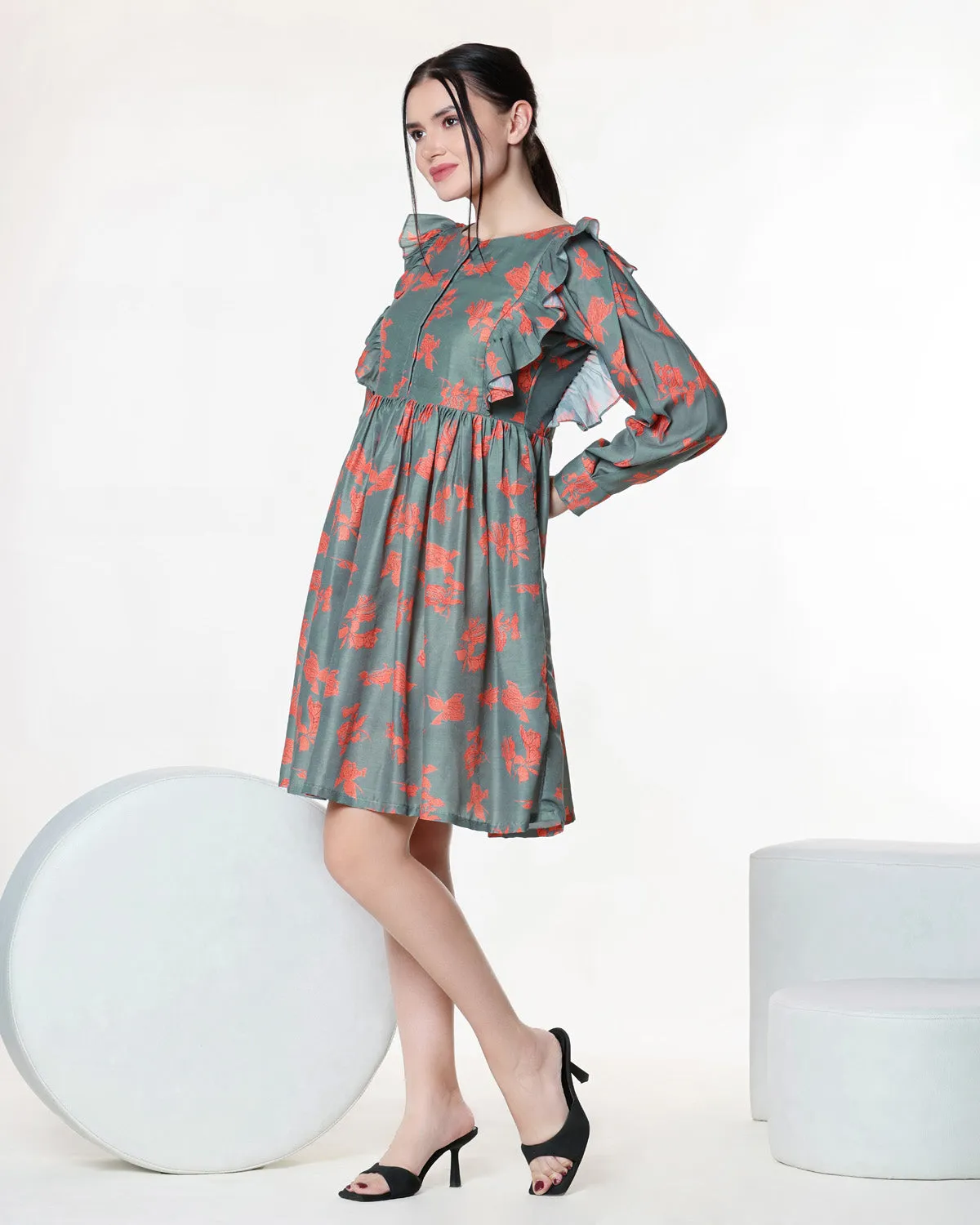 Floral Print Muslin Dress