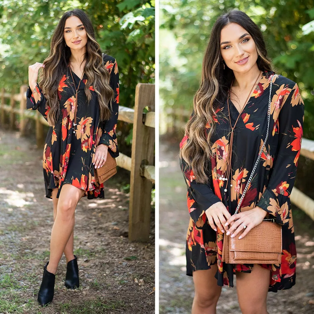 Found Your Calling Black Floral Dress