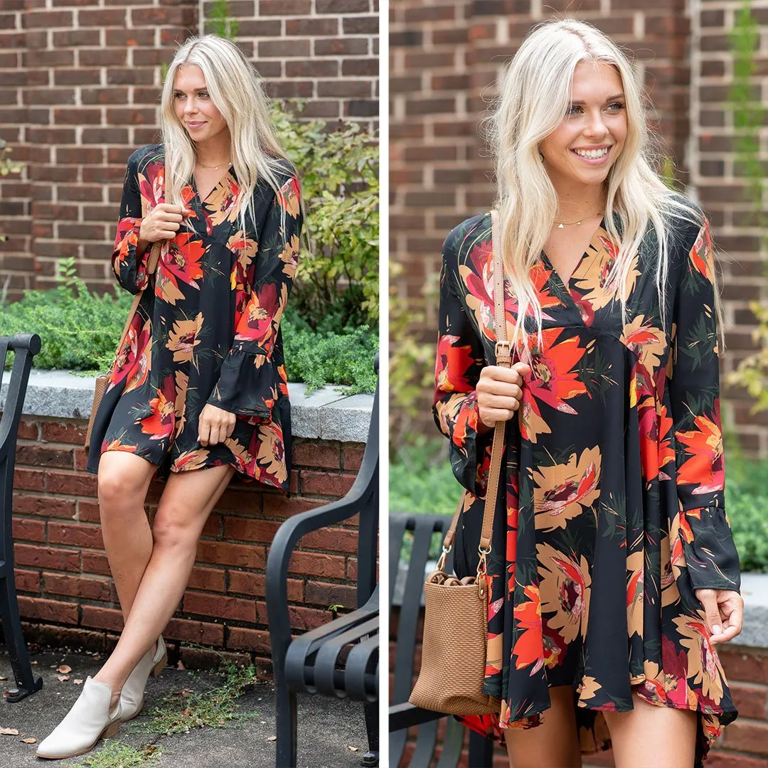 Found Your Calling Black Floral Dress