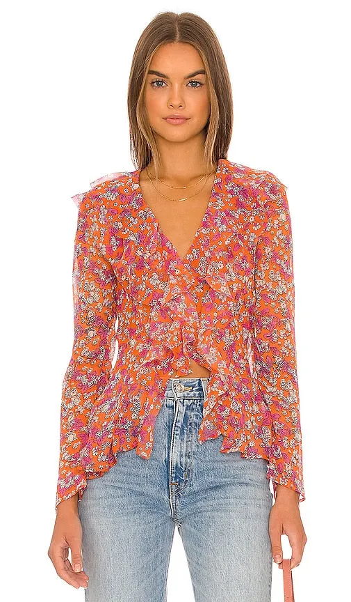 Free People Nina Printed Top in Orange