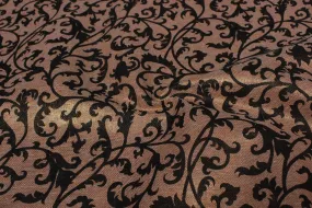 Golden Brown & Black Traditional Hopsack Cotton Matty Fabric