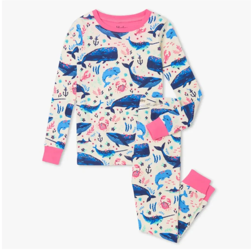 HATLEY Aquatic Friends Organic Cotton Raglan Pajama Set