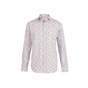 Havana '32 White Ground Repeating Flower Print Sport Shirt